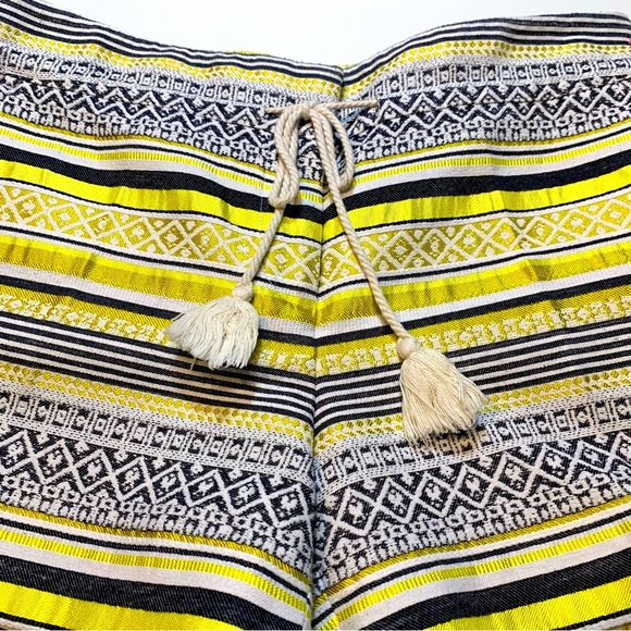 LOFT Women's Mid 4 Yellow Embroidered Striped Riviera Shorts Navy Yellow White - Picture 5 of 10